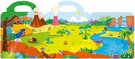 First Magnet Book：Dinosaurs34個認知磁鐵+3摺頁超大場景